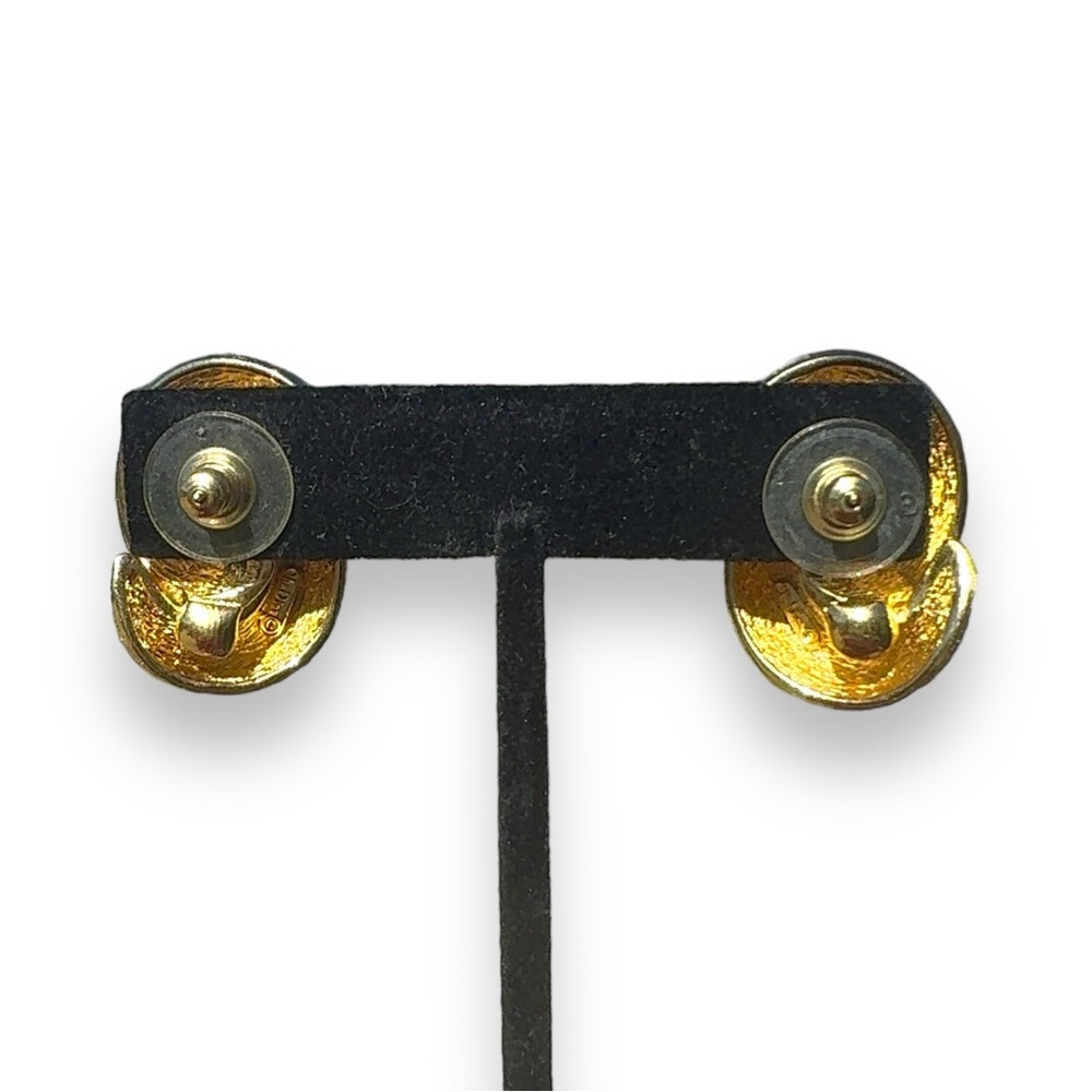Vintage DIOR Crystal Gold Knot Earrings - Picture 4 of 4